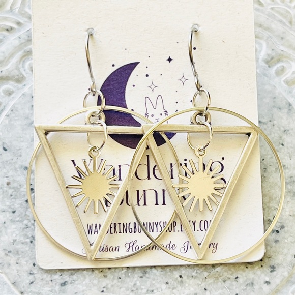 Celestial Sun Hoop Earrings - Handmade by Wandering Bunny LLC - Picture 3 of 8